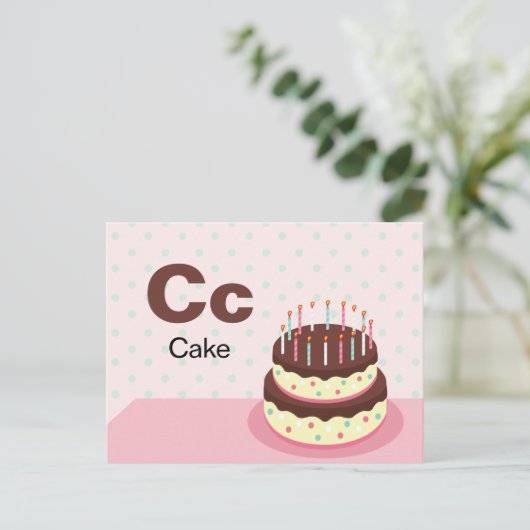 C is voor Cake - Alphabet Flash Kaart (Staand voorkant)