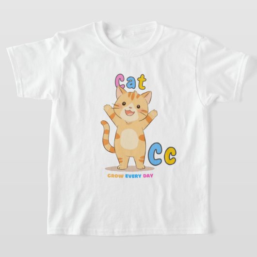 "C is voor Cat" Alfabet T-shirt - elke dag groeien (Laagn)
