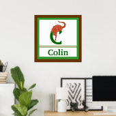 C is voor Cat and Boy Name Wall Art voor kinderen Poster (Thuiskantoor)
