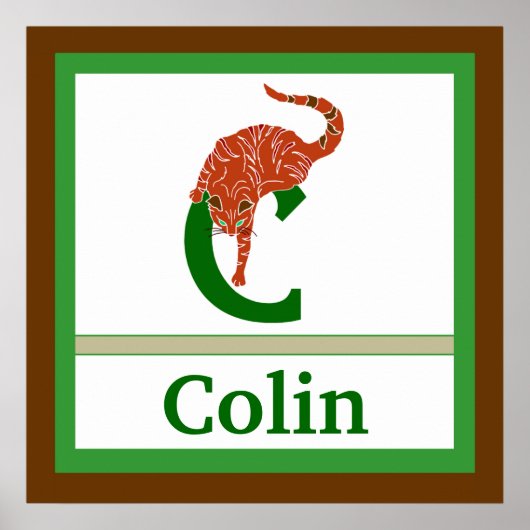 C is voor Cat and Boy Name Wall Art voor kinderen Poster (Voorkant)