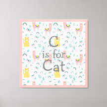 C is voor Cat Boho Cute Alapaca Pink Trim Nursery