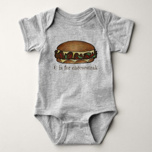 C is voor Cheesesteak Philly Cheese Steak Sandwich Romper (Voorkant)