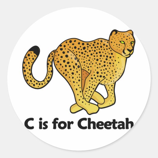 C is voor Cheetah Ronde Sticker (Voorkant)