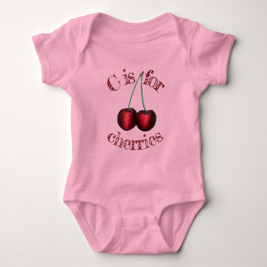 C is voor Cherries Ripe Red Cherry Fruit Romper (Voorkant)