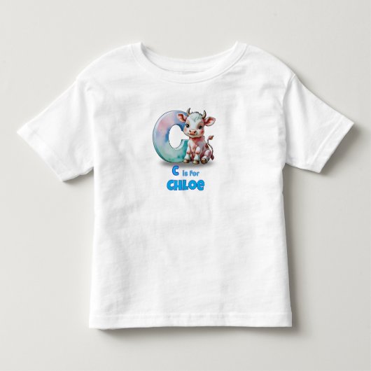C is voor Chloe –Persoonlijk kinder T-shirt met C (Voorkant)