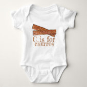 C is voor CHURROS Churro Pastry Alphabet ABCs Romper (Voorkant)