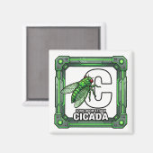 C is voor Cicada – GTA Stijl ABC Leren Magneet (Voorkant / Achterkant)