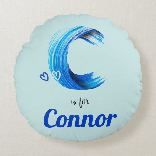 C is voor Connor Baby Gift Aangepaste naam Geperso Rond Kussen (Voorkant)