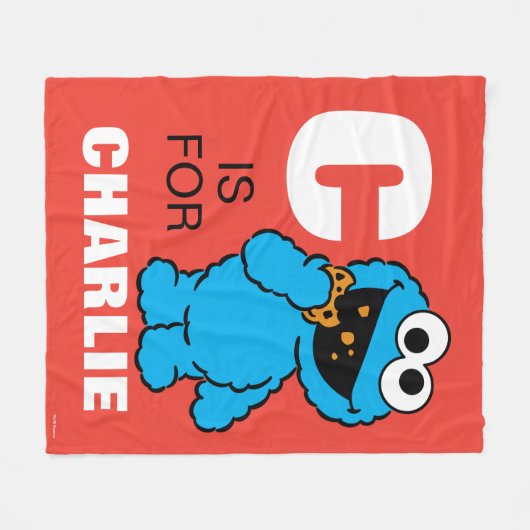 C is voor Cookie Monster | Jouw namen toevoegen Fleece Deken (Voorkant (Horizontaal))