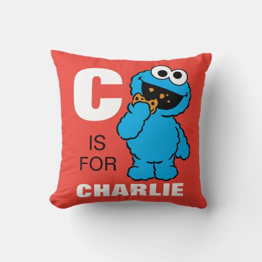 C is voor Cookie Monster | Jouw namen toevoegen Kussen (Voorkant)