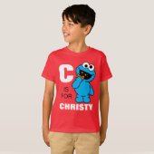 C is voor Cookie Monster | Jouw namen toevoegen T-shirt (Voorkant volledig)