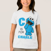 C is voor Cookie Monster | Jouw namen toevoegen Tri-Blend Shirt (Voorkant)