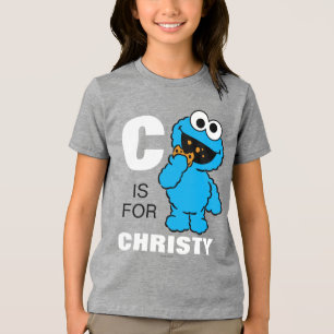 C is voor Cookie Monster   Jouw namen toevoegen Tri-Blend Shirt