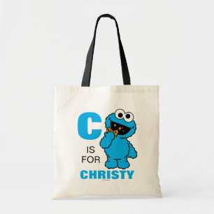 C is voor Cookie Monster   Voeg je naam toe Tote Bag