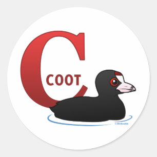 C is voor Coot Ronde Sticker