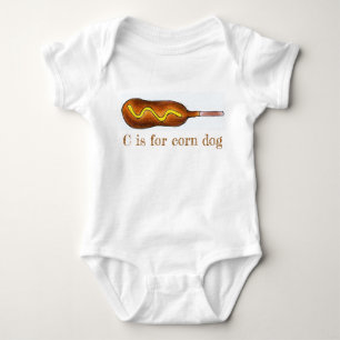 C is voor Corn Dog Hot Corndog Mustard Junk Food Romper