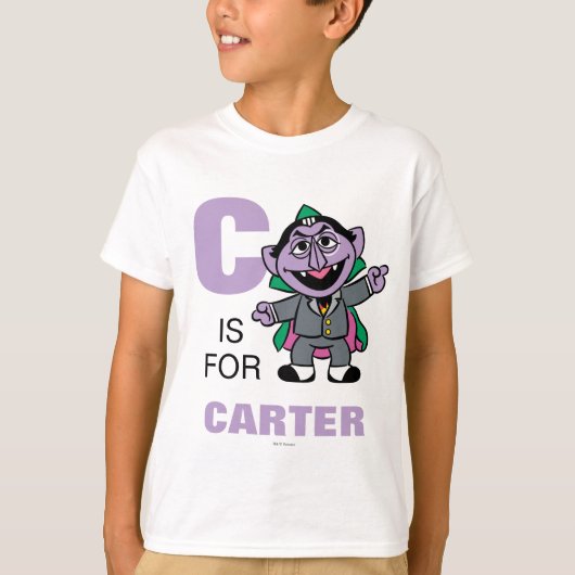 C is voor Count von Count | Jouw namen toevoegen T-shirt (Voorkant)