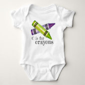 C is voor Crayons Paars Green Art Class Crayon ABC Romper (Voorkant)