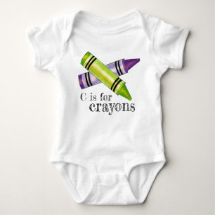 C is voor Crayons Paars Green Art Class Crayon ABC Romper