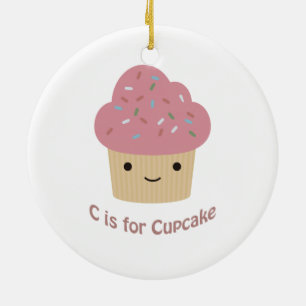 C is voor cupcake keramisch ornament
