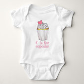 C is voor Cupcake Pink Heart Cup Cake Sprinkles Romper (Voorkant)