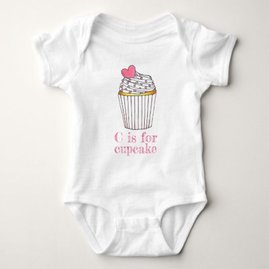 C is voor Cupcake Pink Heart Cup Cake Sprinkles Romper (Voorkant)