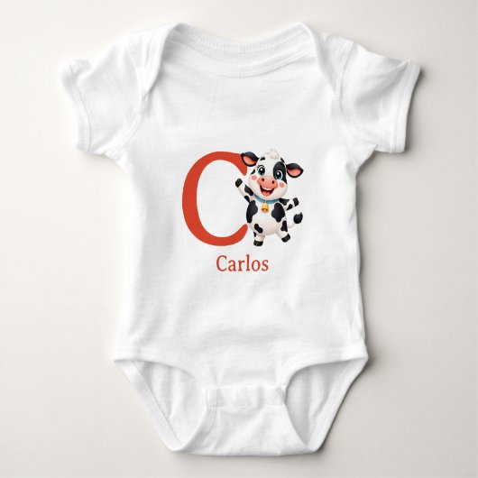 C is voor Cute Cow Personaliseer Romper (Voorkant)