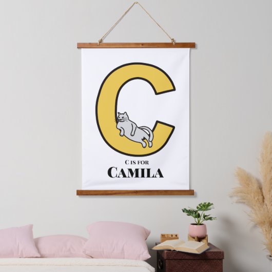C is voor... gepersonaliseerd geprint poster hangend wandkleed (Slaapkamer)