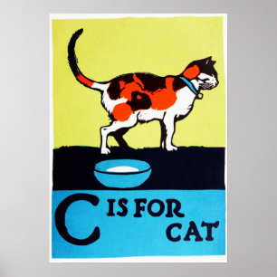 C is voor kat ABC 1923 alfabet Poster