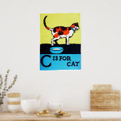 C is voor kat ABC 1923  alfabet Poster (Keuken)