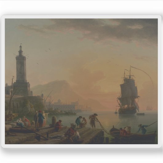 C.J. Vernet - Een kalmte in een mediterrane haven Sticker (Voorkant)