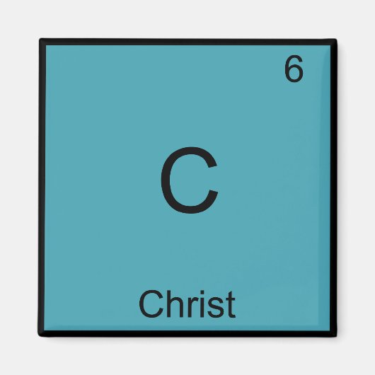 C - Jezus Chemistry Element Symbool T-Shirt Magneet (Voorkant)