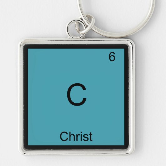 C - Jezus Chemistry Element Symbool T-Shirt Sleutelhanger (Voorkant)