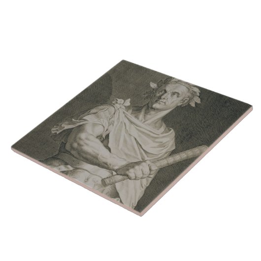 C. Julius Caesar (100-44 voor Christus) keizer van Tegeltje (Zijkant)
