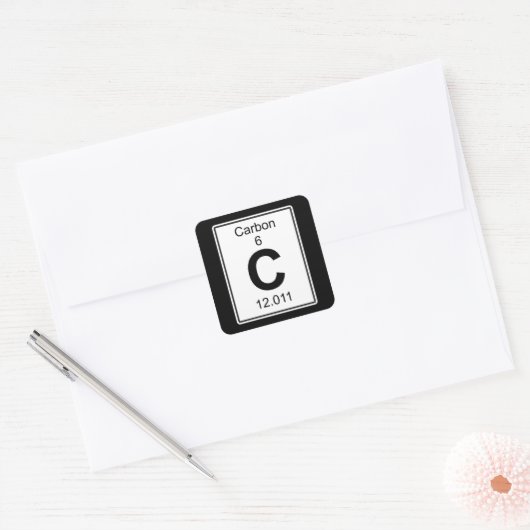 C - Koolstof Vierkante Sticker (Envelop)