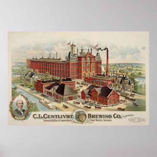 C.L. Centlivre Brewing Company Fabrieksgebouwen. Poster (Voorkant)