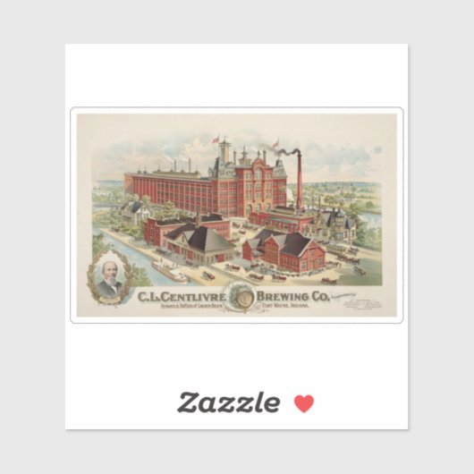 C.L. Centlivre Brewing Company Fabrieksgebouwen. Sticker (Vel)
