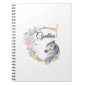 C letter gepersonaliseerde naam monogram met paard notitieboek (Voorkant)