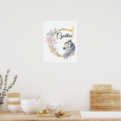 C letter gepersonaliseerde naam monogram met paard poster (Keuken)