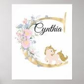 C letter gepersonaliseerde naam monogram met pony poster (Voorkant)