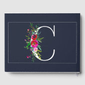 C Letter Initiaal Monogram Bloem Naam Bruiloft Gastenboek (Achterkant)