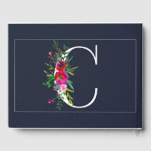 C Letter Initiaal Monogram Bloemen Naam Bruiloft Gastenboek (Achterkant)