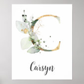 C Letter Monogram Groene Muurprint met Naam voor B Poster (Voorkant)