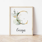 C Letter Monogram Groene Muurprint met Naam voor B Poster