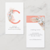 C Letter Monogram White Orchids and Pampas Grass Visitekaartje (Voorkant / Achterkant)