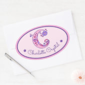 C-lettermonogram aangepaste naam id roze stickers (Envelop)