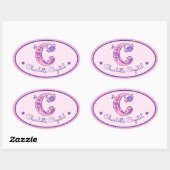 C-lettermonogram aangepaste naam id roze stickers (Vel)