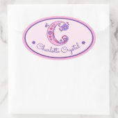 C-lettermonogram aangepaste naam id roze stickers (Tas)