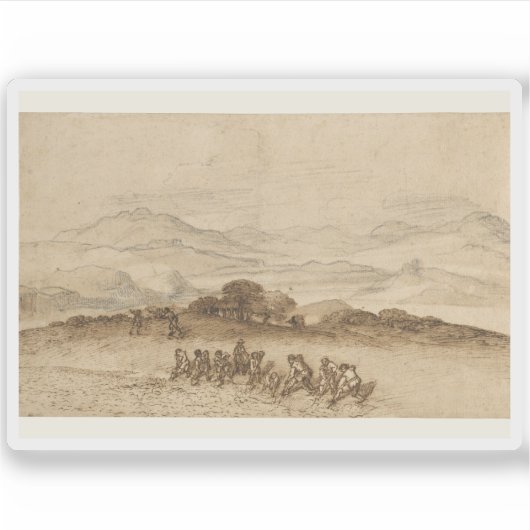 C. Lorrain: Landschap in Latium met Boerderij Arbe Sticker (Voorkant)