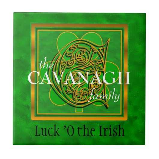 C "Luck of the Irish" Family Custom Monogram Tegel Tegeltje (Voorkant)